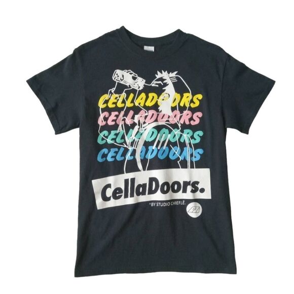 Gildan Black Unisex Short Sleeve Cella Doors Business T-Shirt Adult Size Small - Picture 1 of 9